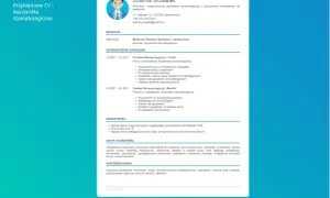 Przykładowe CV asystentki stomatologicznej z danymi kontaktowymi i doświadczeniem zawodowym.