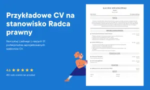 Przykładowe CV prawnika z ilustracją i oceną 4,6 gwiazdek.