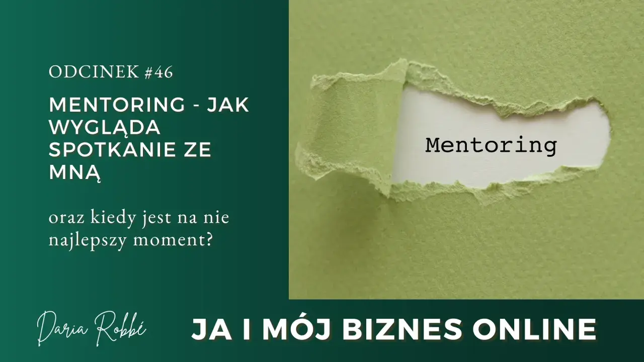 Zielony papier z rozerwanym fragmentem, przez który widać napis "Mentoring".