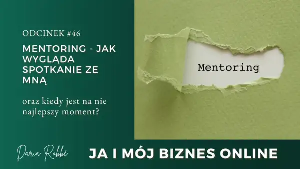 Zielony papier z rozerwanym fragmentem, przez który widać napis "Mentoring".
