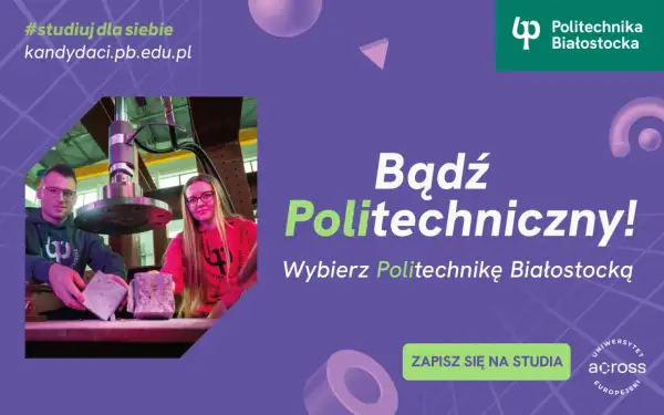 Dwóch studentów w laboratorium trzyma próbki materiałów.