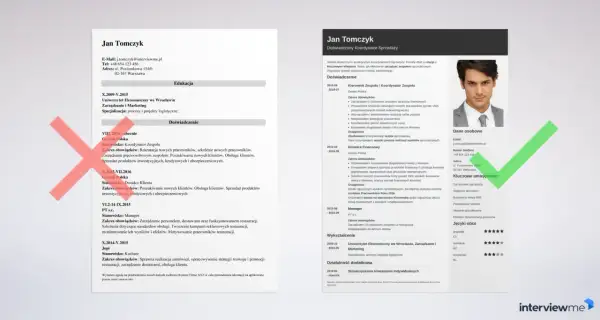 Zdjęcie przedstawia fragment CV z danymi kontaktowymi, wykształceniem, doświadczeniem i umiejętnościami kandydata.